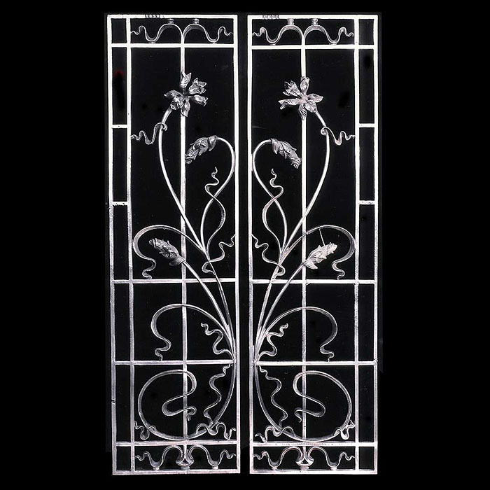 Art Nouveau pair of wrought iron grilles    