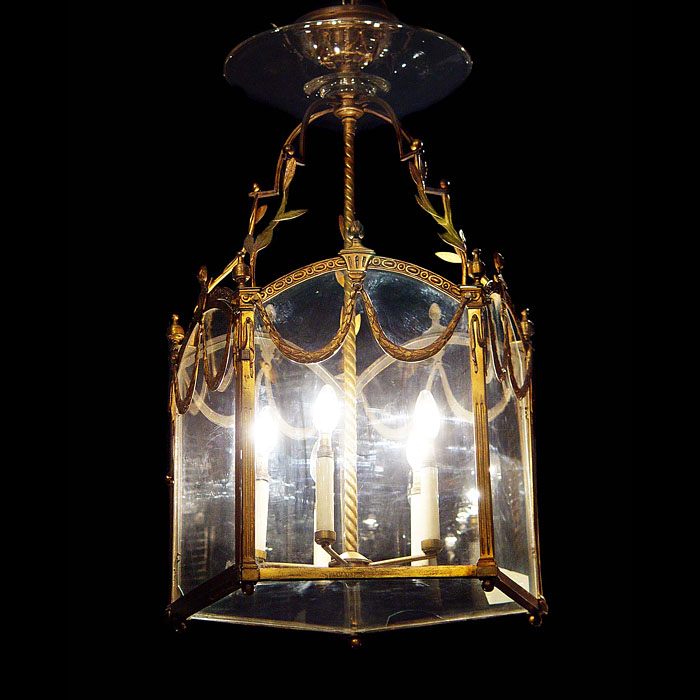 Early 20th century Gilt Brass Louis XVI style lantern

