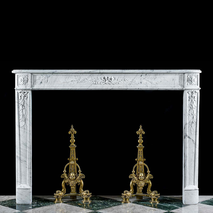  A Louis XVI Carrara Marble Fireplace Mantel