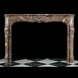 An Antique Louis XV Breche d'Allepe Marble Chimneypiece 
