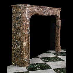 An Antique Louis XV Breche d'Allepe Marble Chimneypiece 
