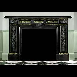 Antique Palladian Black and Green Marble English Chimneypiece 
