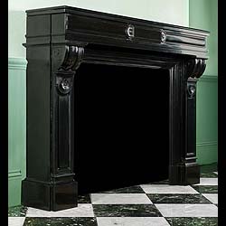 A smart antique Belgian Black marble Fireplace  surround in the Louis XVI manner 
