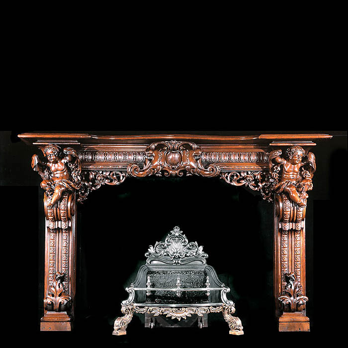  A Venetian Rococo Revival  style Regency walnut fireplace surround  
