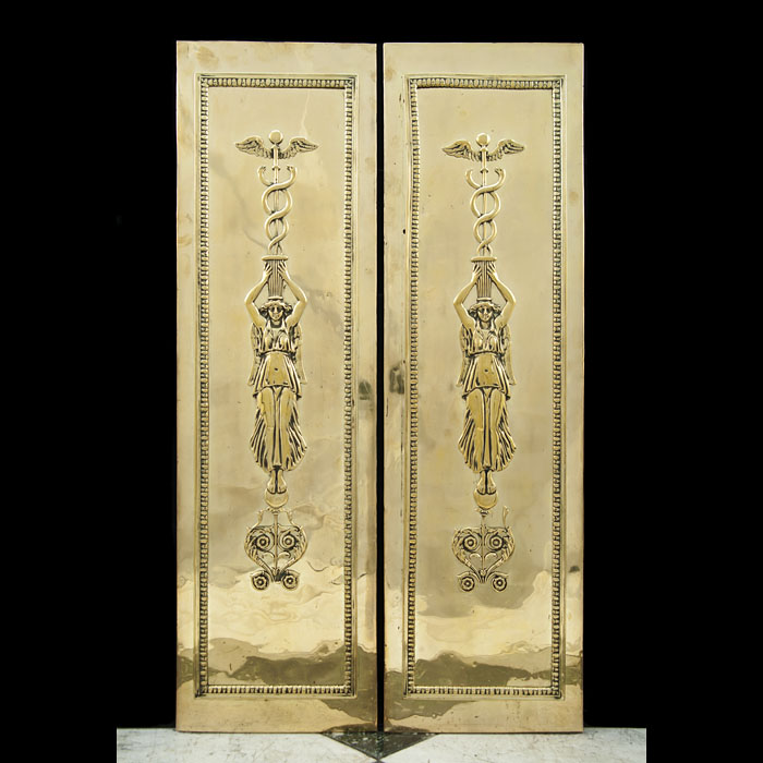 Pair of Antique Brass Fireplace Side Panels 