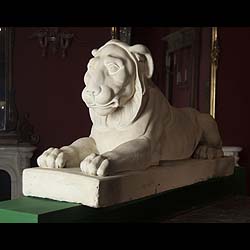  A pair of 20th century Stone Lions in the Egyptian manner
