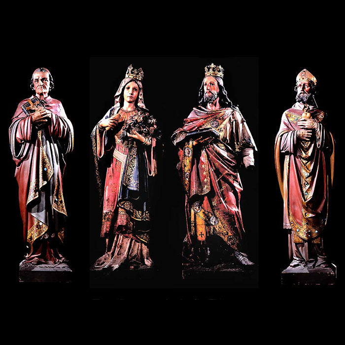 Antique set of carved ecclesiastical figures 
