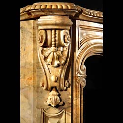 A fine antique Baroque fireplace in beautifully figured Siena  Marble    