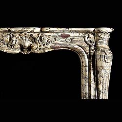 Antique French Breche Violette marble fireplace from Bath House in Piccadilly  