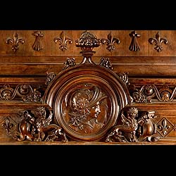 A fine antique walnut Trumeau antique fireplace and overmantel    