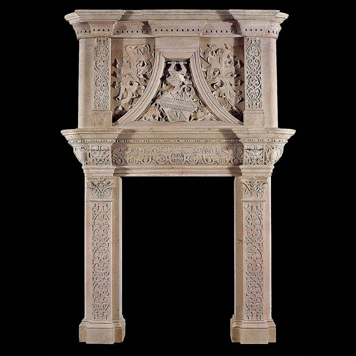 A Renaissance Revival antique stone fireplace surround 