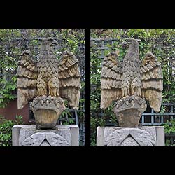  A pair of composition stone garden eagle finials
