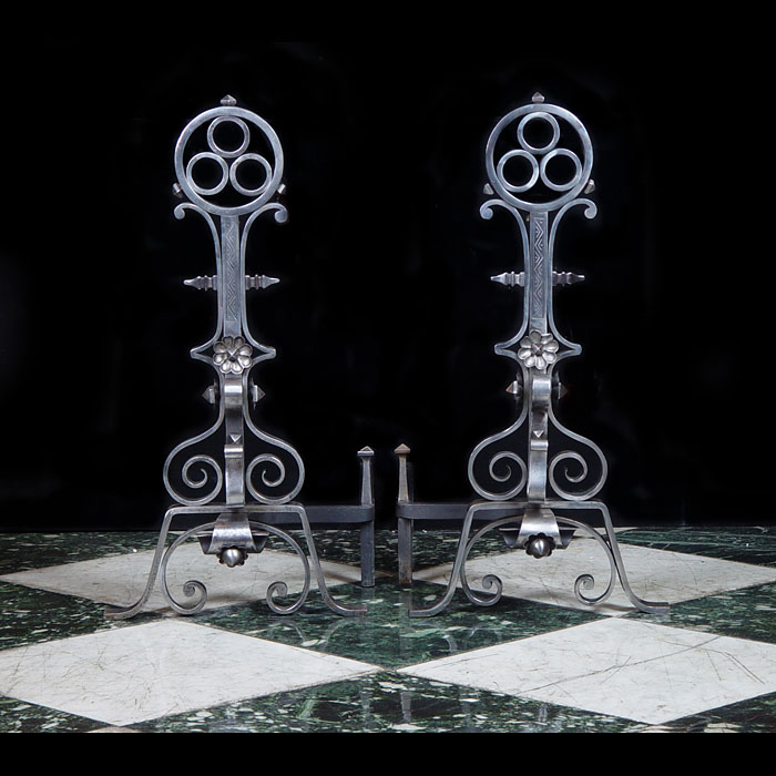 Jacobean Style Pair of French Andirons