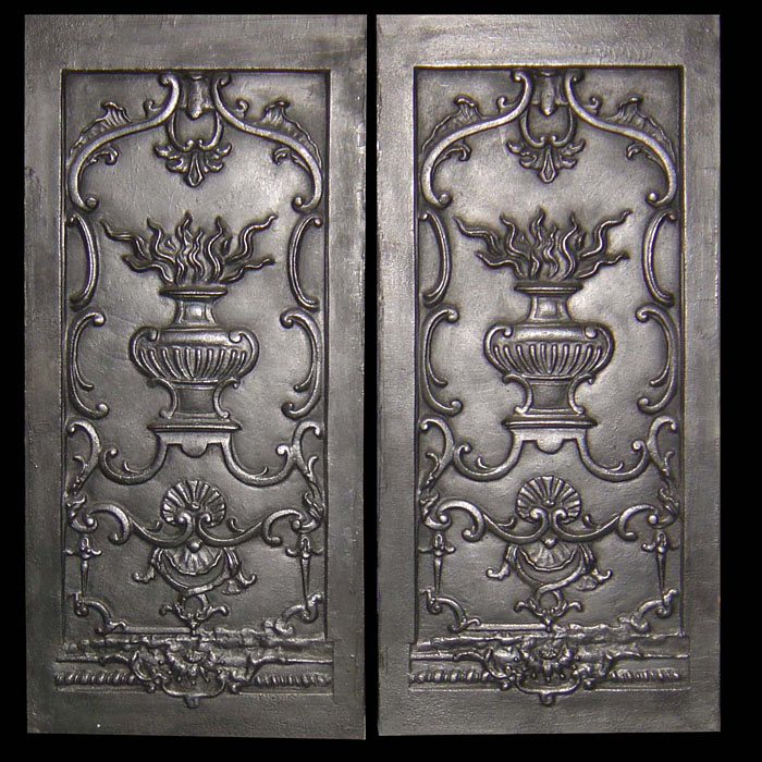 Louis XV antique cast iron fireplace panels 