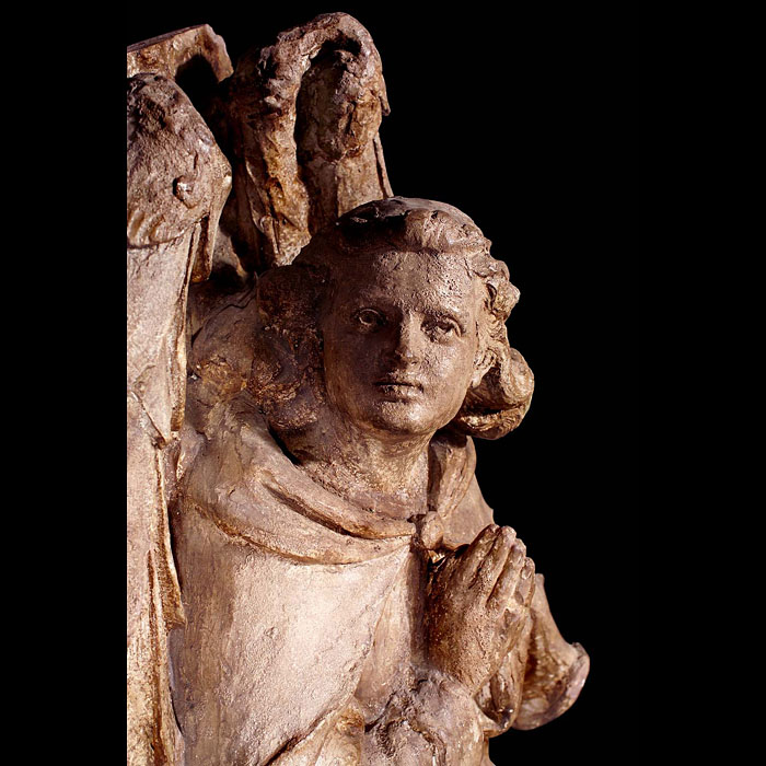 A Pair of Baroque Plaster Angel Sculptures