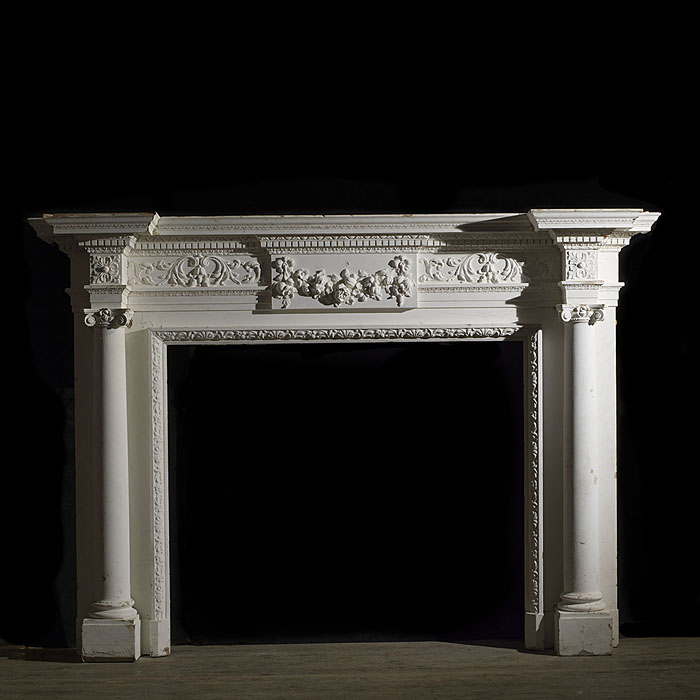 A  Painted Pine Georgian Style Chimneypiece 