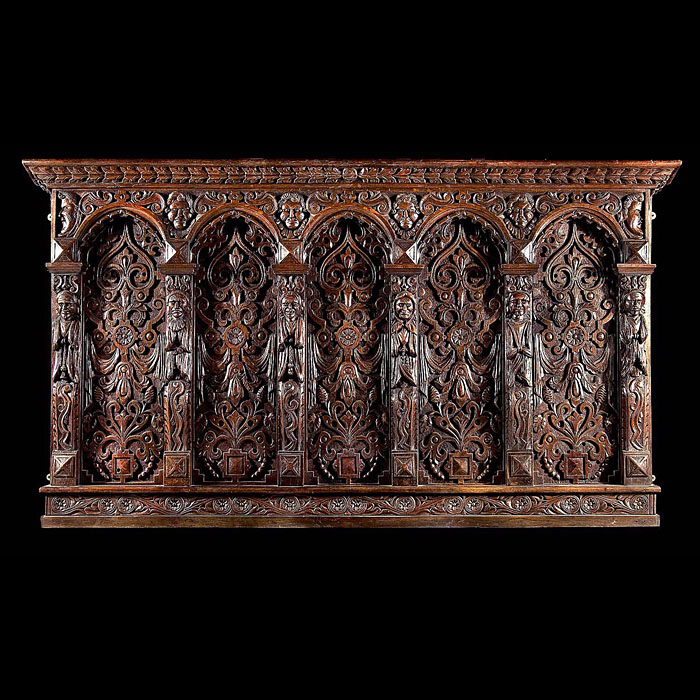 A Jacobean carved oak antique overmantel or headboard    