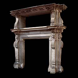 Enormous carved stone Roman Lion Fireplace Surround    