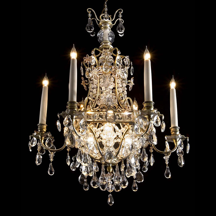 A small and rare French antique crystal chandelier 