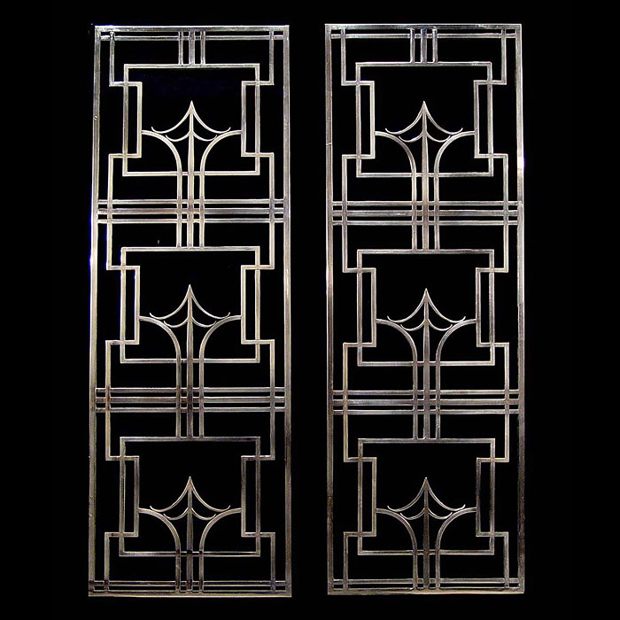  A pair of stainless steel Art Deco grills   