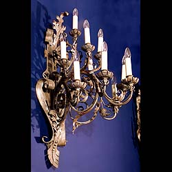 Ten branch Baroque style 1930s wall lights    