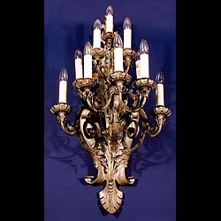 Ten branch Baroque style 1930s wall lights    