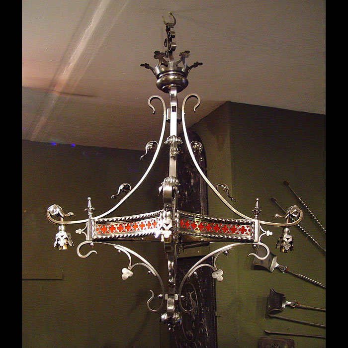 A Gothic Revival wrought iron French chandelier    