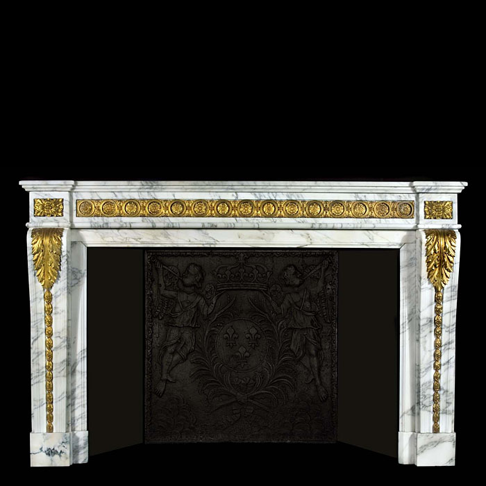 A Louis XVI Carrara Grigio Marble Cheminee 