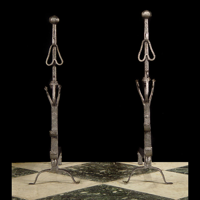 A Pair of Jacobean Tall Andirons