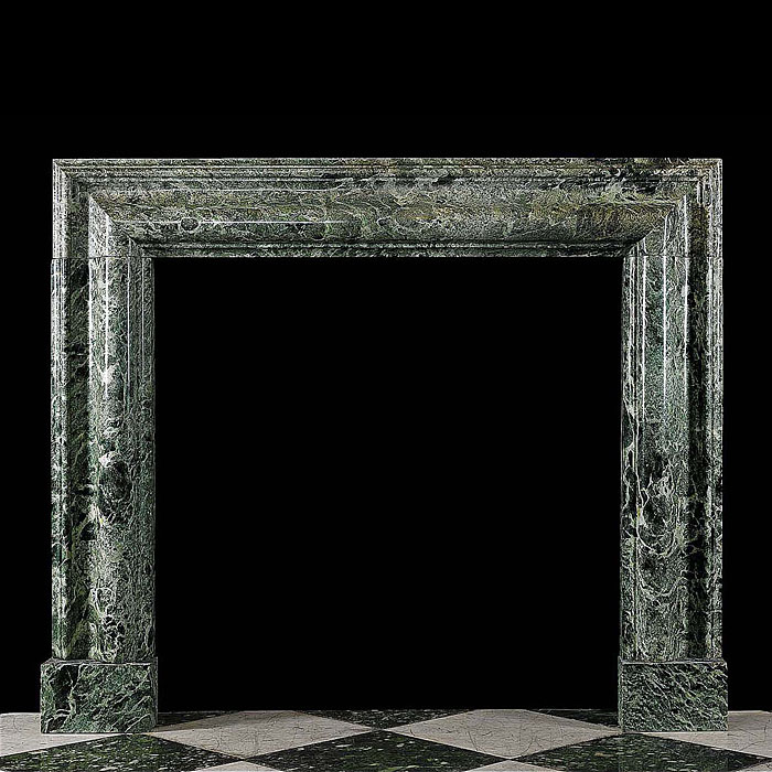 A Large Antique Bolection Maurin Green Marble Fireplace Surround  
