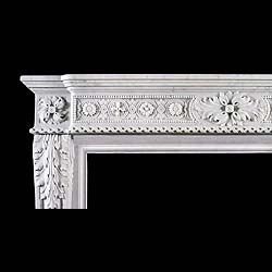  A highly carved Louis XVI antique Carrara Marble fireplace mantel   
