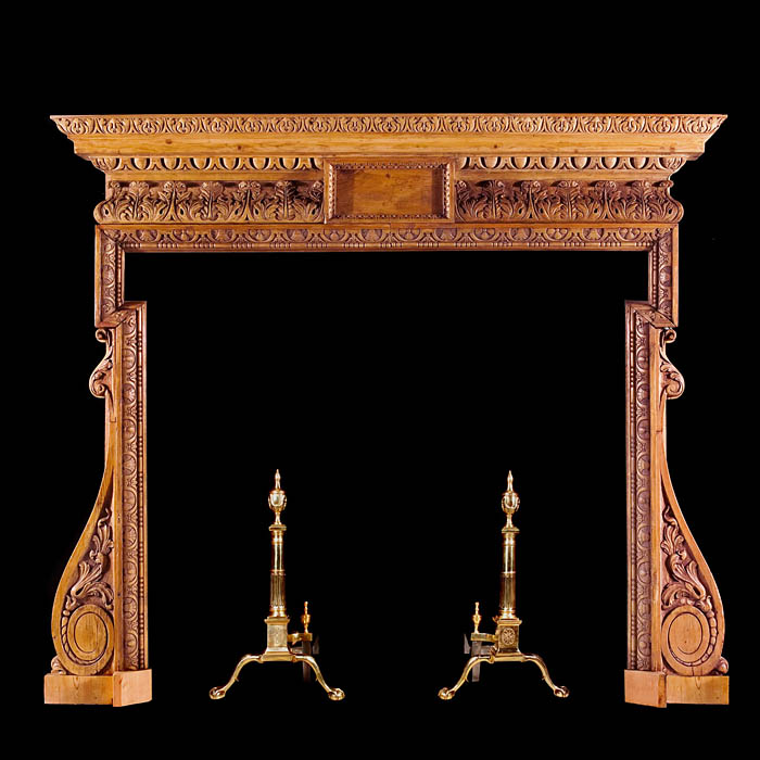  A George II carved pine antique fireplace surround