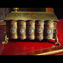 Antique Byzantine Russian Table Lectern with coloured Glass decoration
 A Charming Table Lectern in the Russian Byzantine style with Pierced Brass decoration and coloured Glass bouchons. 19th century.
