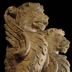 A Pair of Italian Baroque Terracotta Lions
