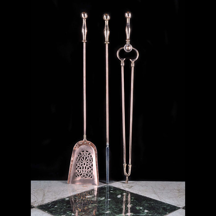 Neoclassical style brass fire tools