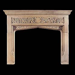 Gothic Revival Yorkstone Fireplace Mantel     