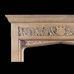Gothic Revival Yorkstone Fireplace Mantel     
