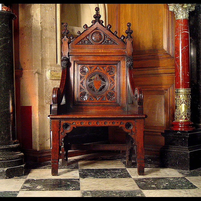  A carved oak antique Bishops Throne   