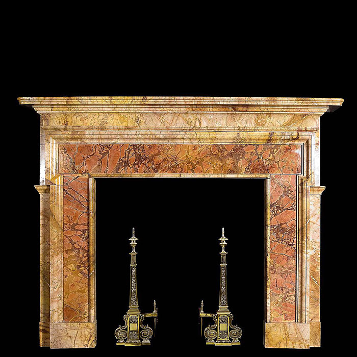 A large antique Palladian marble fireplace mantel    