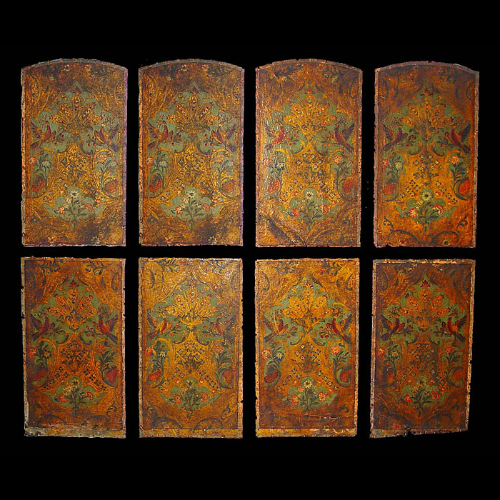 A set of Victorian embossed and leather panels    