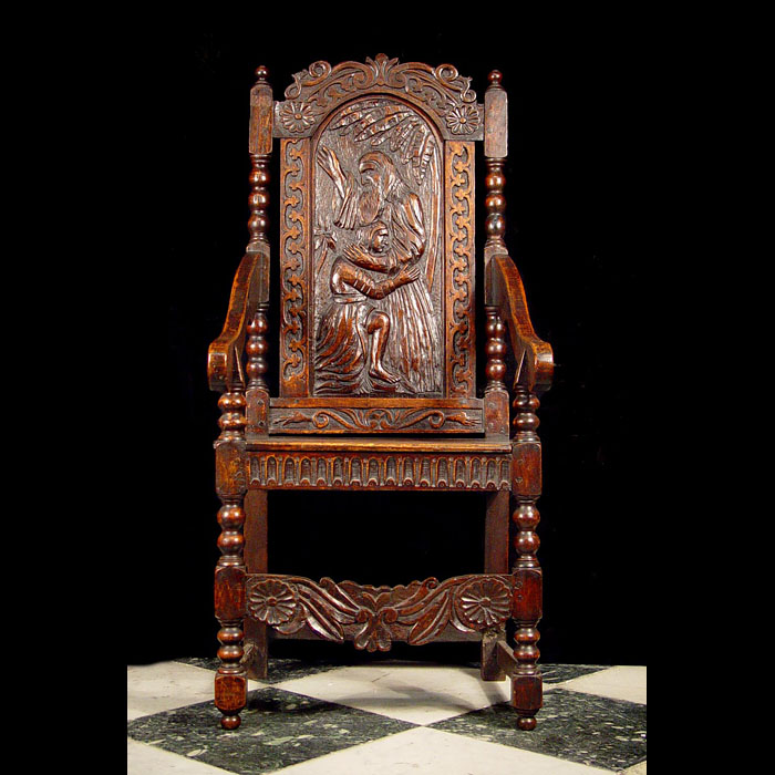 Jacobean oak open hall chair    