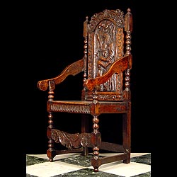 Jacobean oak open hall chair    