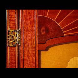 Antique Art Deco inlaid mahogany fireguard 
