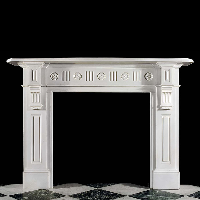 A Victorian statuary marble antique fireplace with Tudor Rose detail    