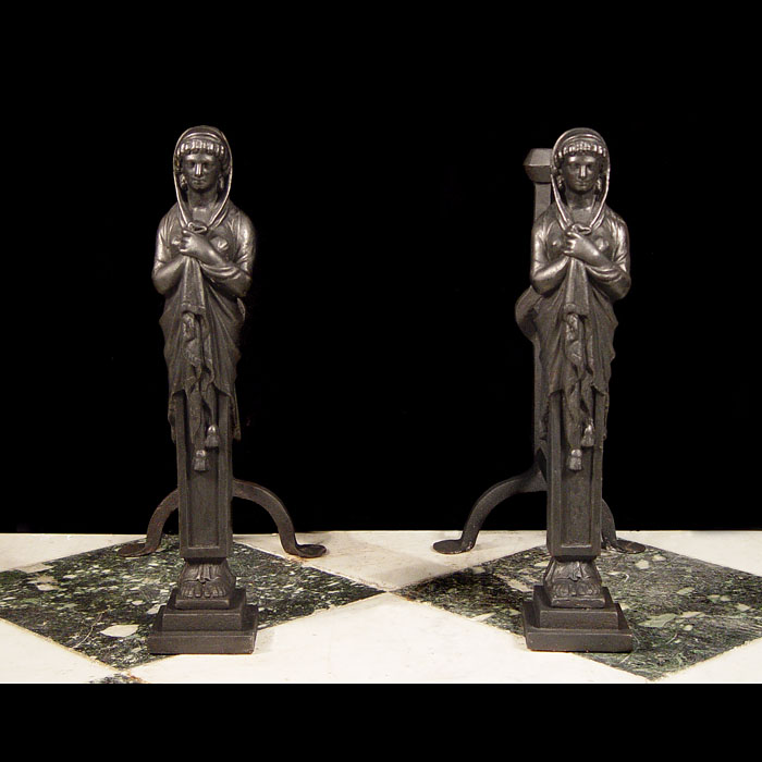 17th Century Style Antique Figural Andirons