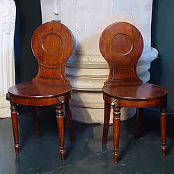 Antique Georgian Pair of Mahogany Chairs on Turned Legs
