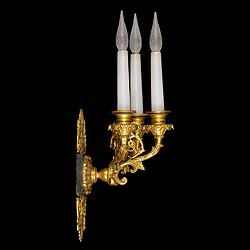 Small pair of three branch Louis XVI style wall lights    