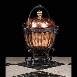 A copper and wrought iron Victorian coal basket     