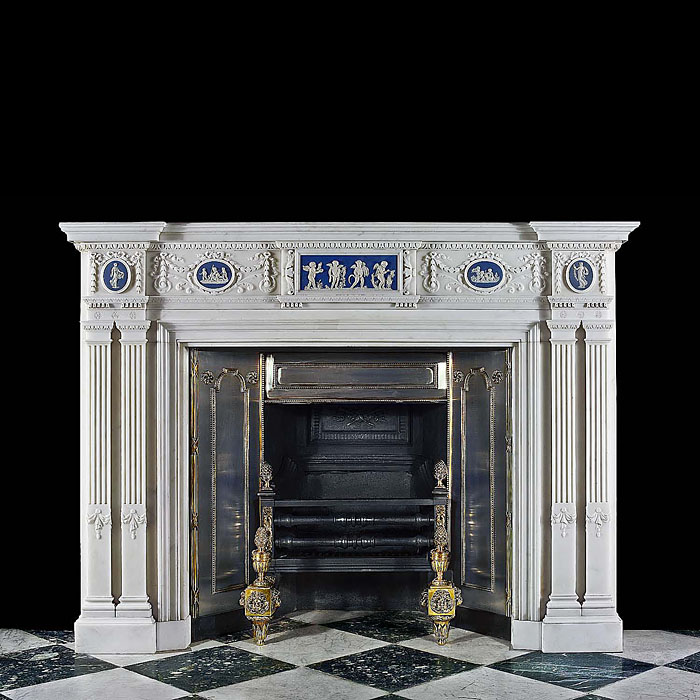 A fine neoclassical antique marble fireplace surround    