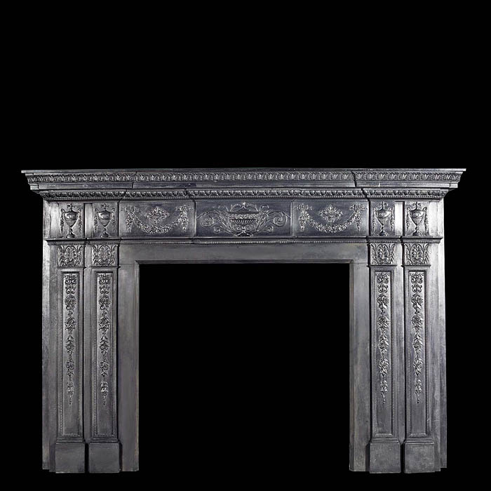 Antique English Georgian Cast Iron Neo Classical Chimneypiece 

